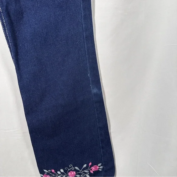 Vintage Polo Ralph Lauren Girls Jeans 100% Cotton Embroidered Floral Hem Y2K 5/6